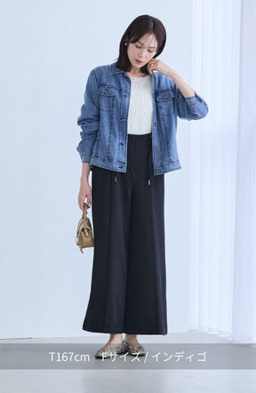 パウダーシルクデニムステンワイドスリーブジャケット