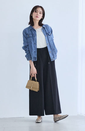 パウダーシルクデニムステンワイドスリーブジャケット