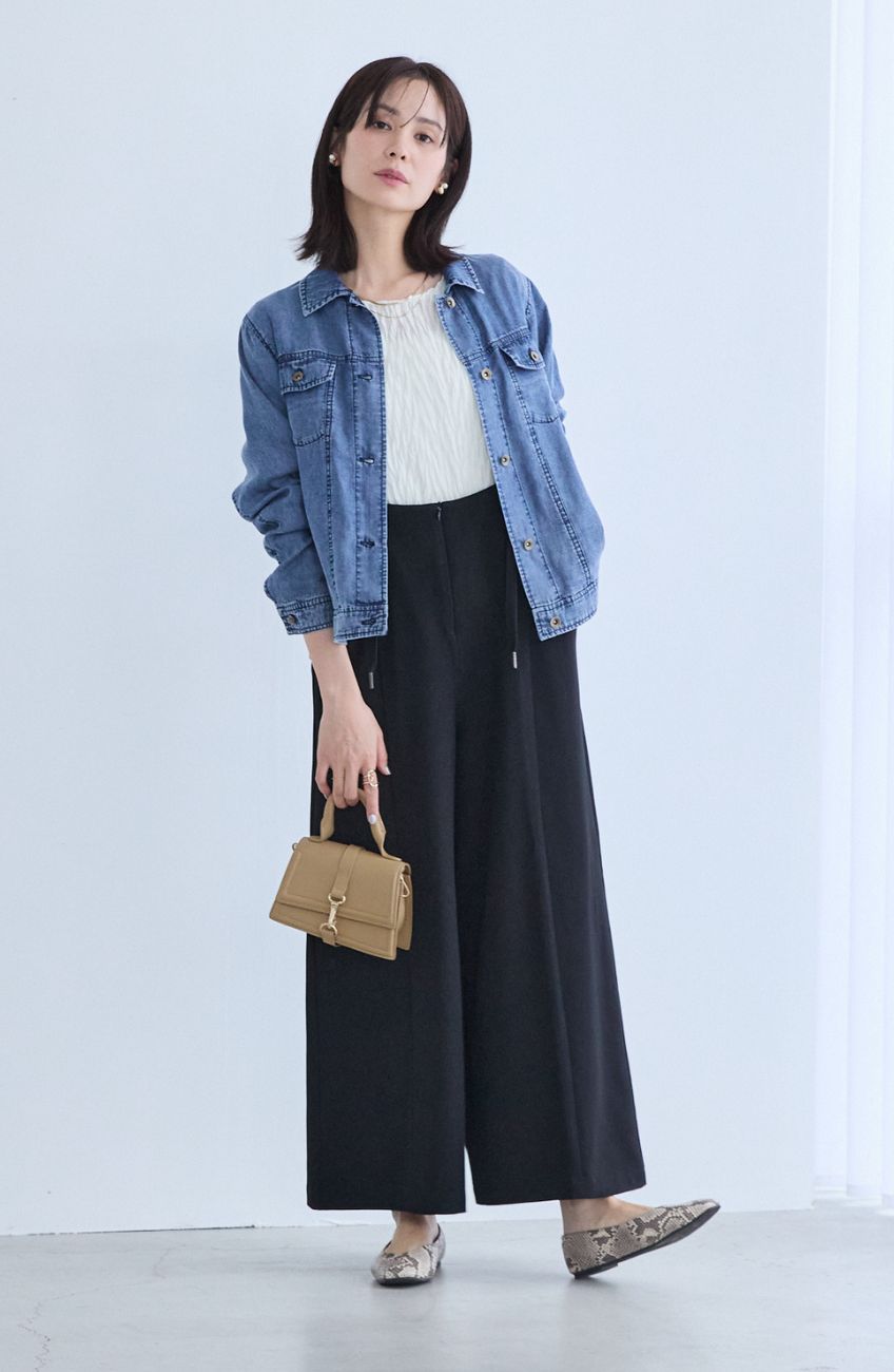 パウダーシルクデニムステンワイドスリーブジャケット