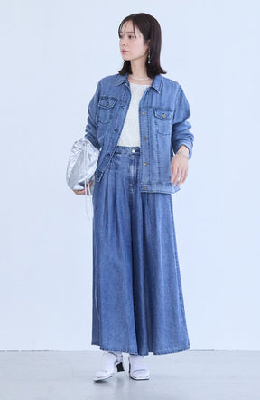 パウダーシルクデニムステンワイドスリーブジャケット