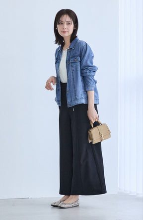 パウダーシルクデニムステンワイドスリーブジャケット