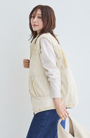 ティアードギャザーピュアダウンベスト