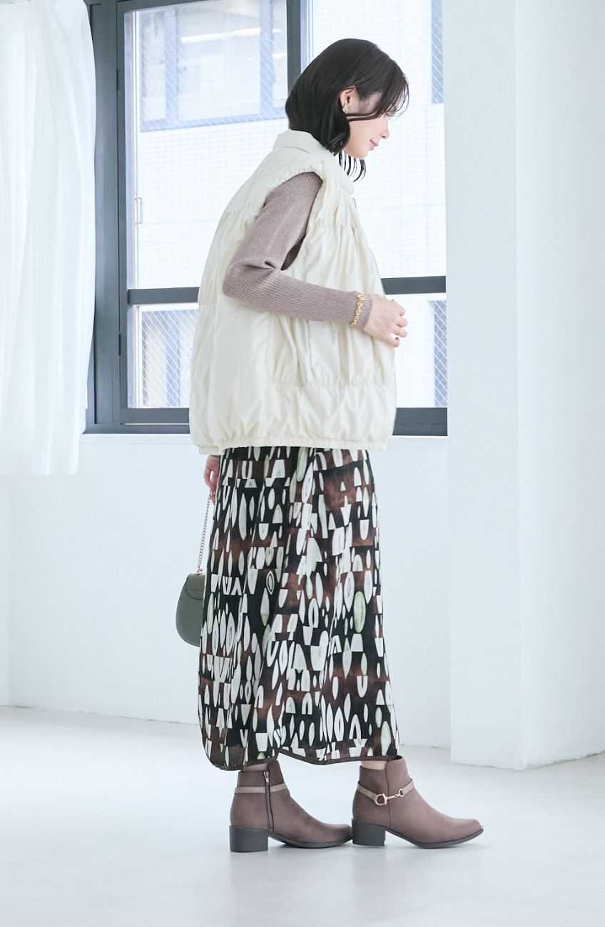 ティアードギャザーピュアダウンベスト