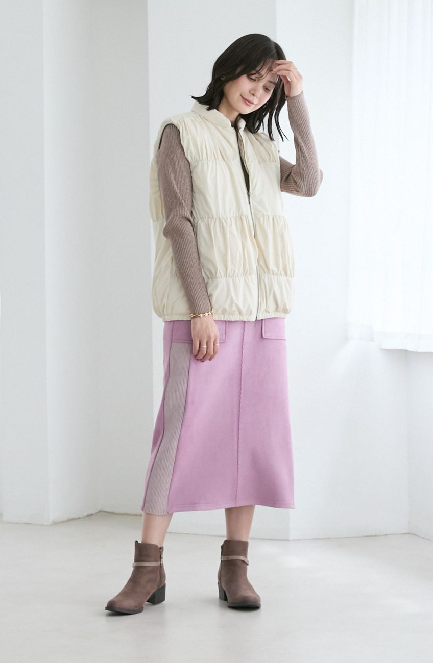 ティアードギャザーピュアダウンベスト