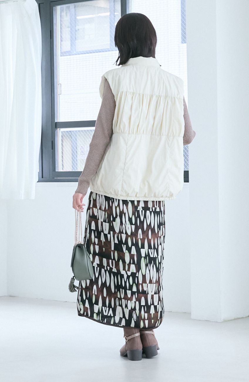 ティアードギャザーピュアダウンベスト