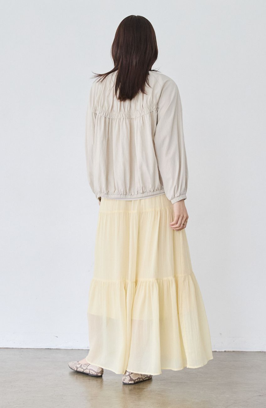 レーヨンナイロンギャザー切替ブルゾン