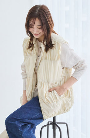 ティアードギャザーピュアダウンベスト