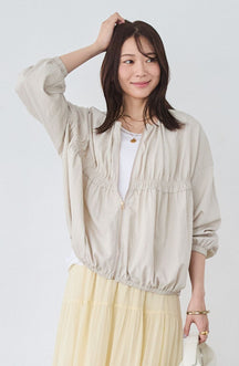 レーヨンナイロンギャザー切替ブルゾン