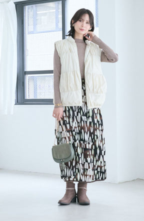 ティアードギャザーピュアダウンベスト