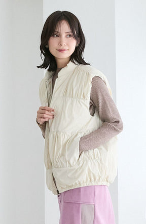 ティアードギャザーピュアダウンベスト