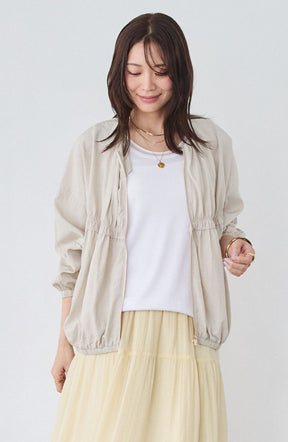 レーヨンナイロンギャザー切替ブルゾン