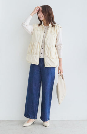 ティアードギャザーピュアダウンベスト