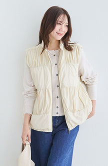 ティアードギャザーピュアダウンベスト