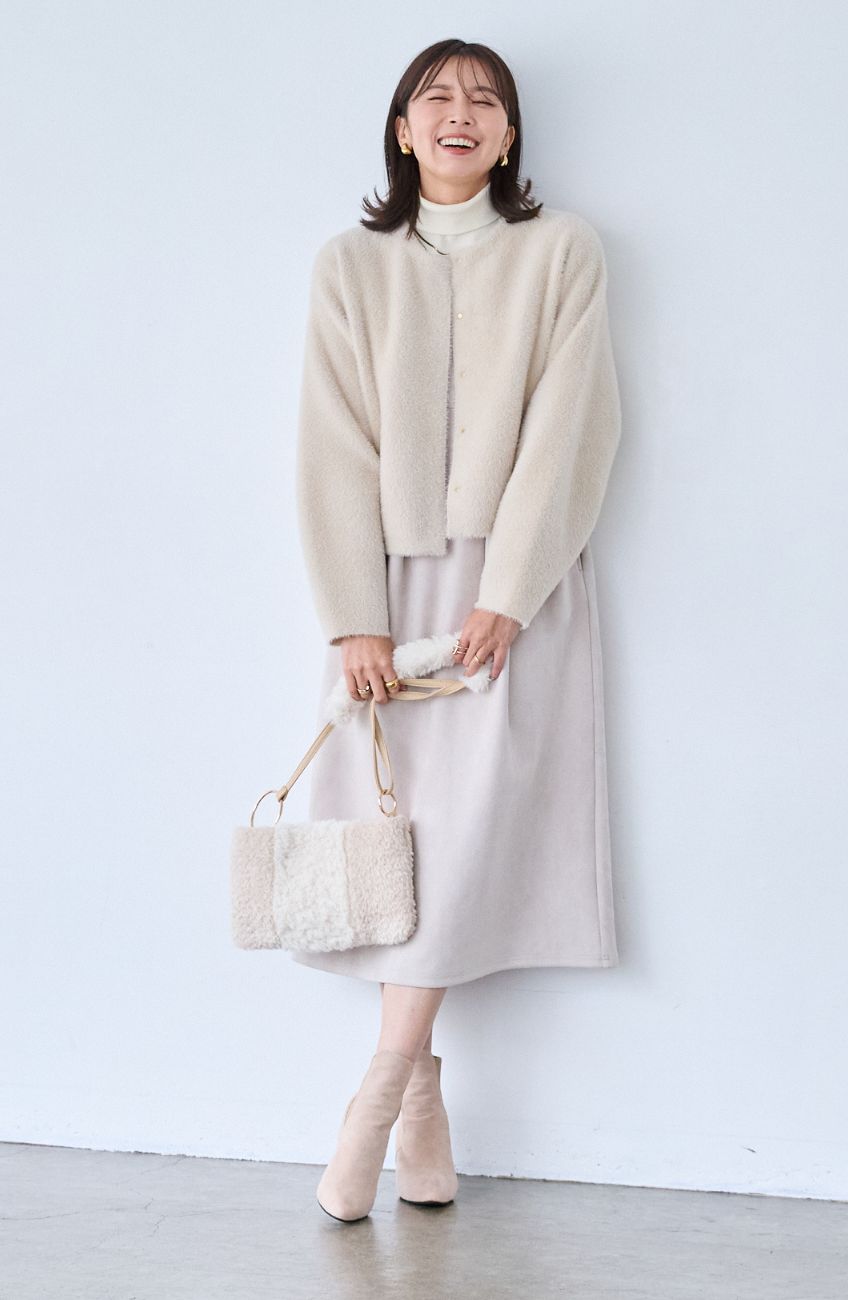 ダブルフェイスフェザーノーカラージャケット