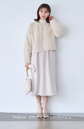 ダブルフェイスフェザーノーカラージャケット