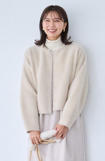 ダブルフェイスフェザーノーカラージャケット