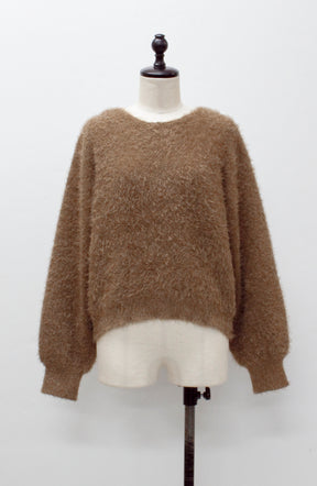 ダブルフェイスシャギーランタンスリーブプルオーバー