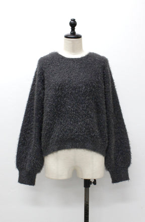 ダブルフェイスシャギーランタンスリーブプルオーバー