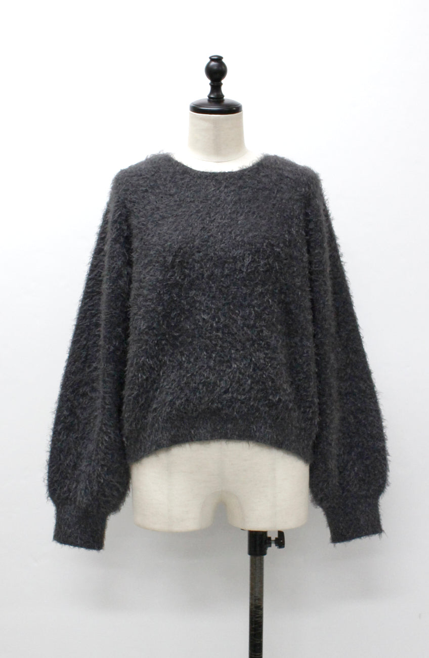 ダブルフェイスシャギーランタンスリーブプルオーバー