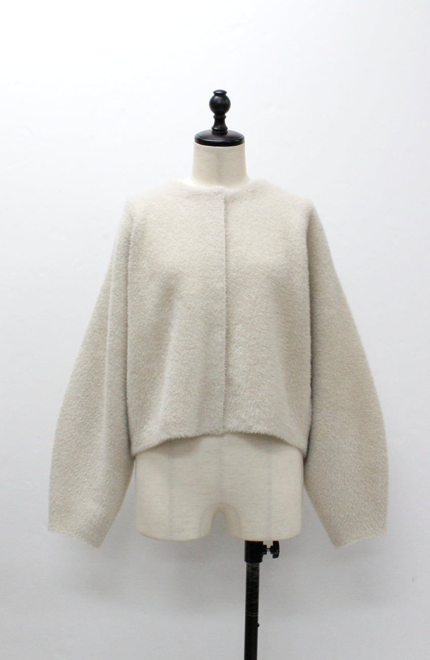 ダブルフェイスフェザーノーカラージャケット