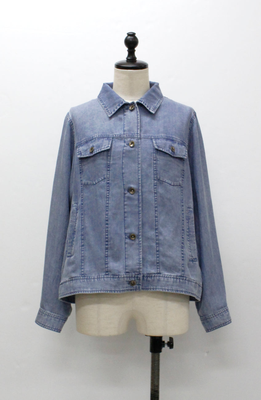 パウダーシルクデニムステンワイドスリーブジャケット