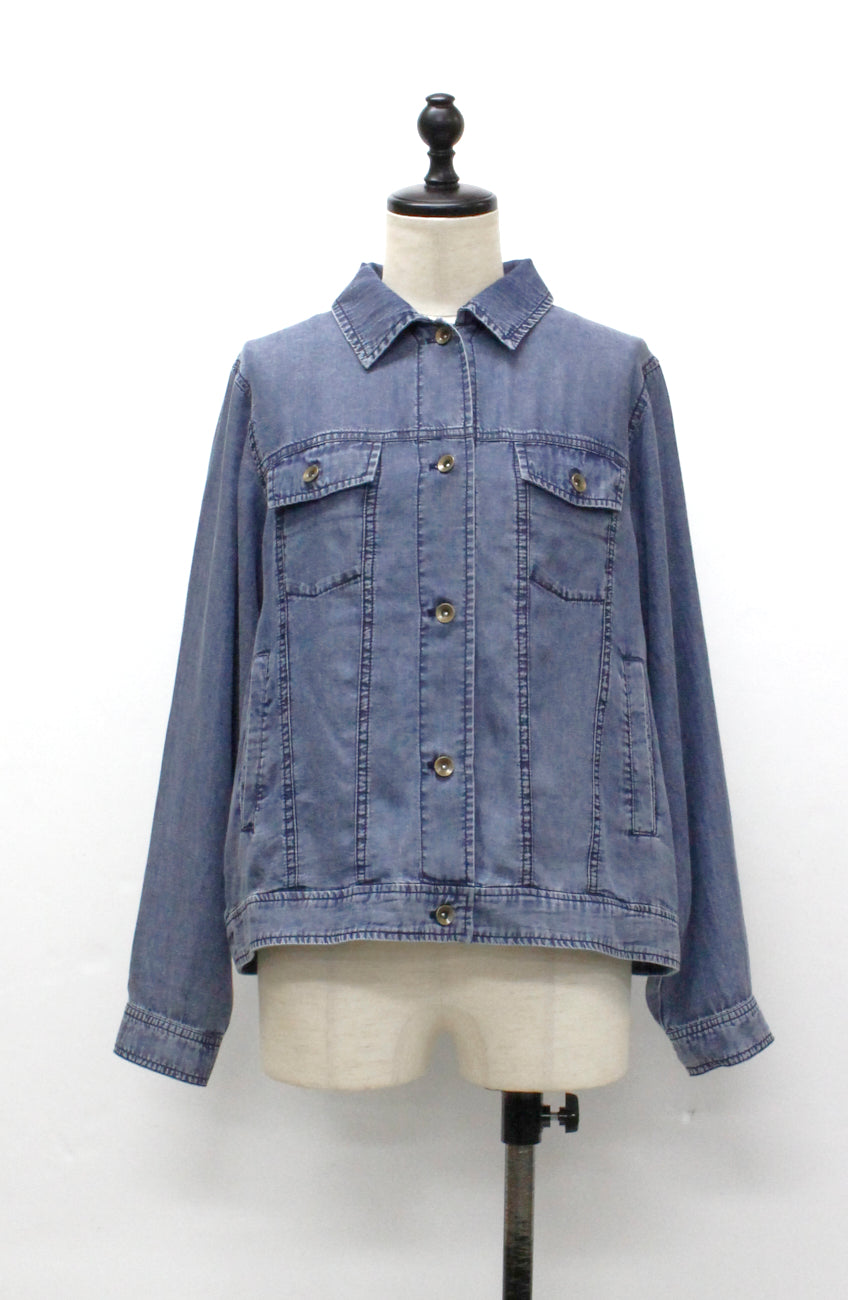 パウダーシルクデニムステンワイドスリーブジャケット