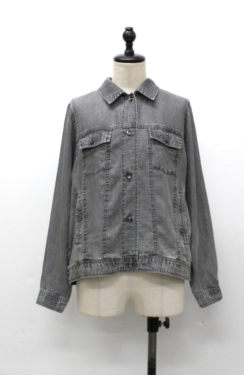 パウダーシルクデニムステンワイドスリーブジャケット