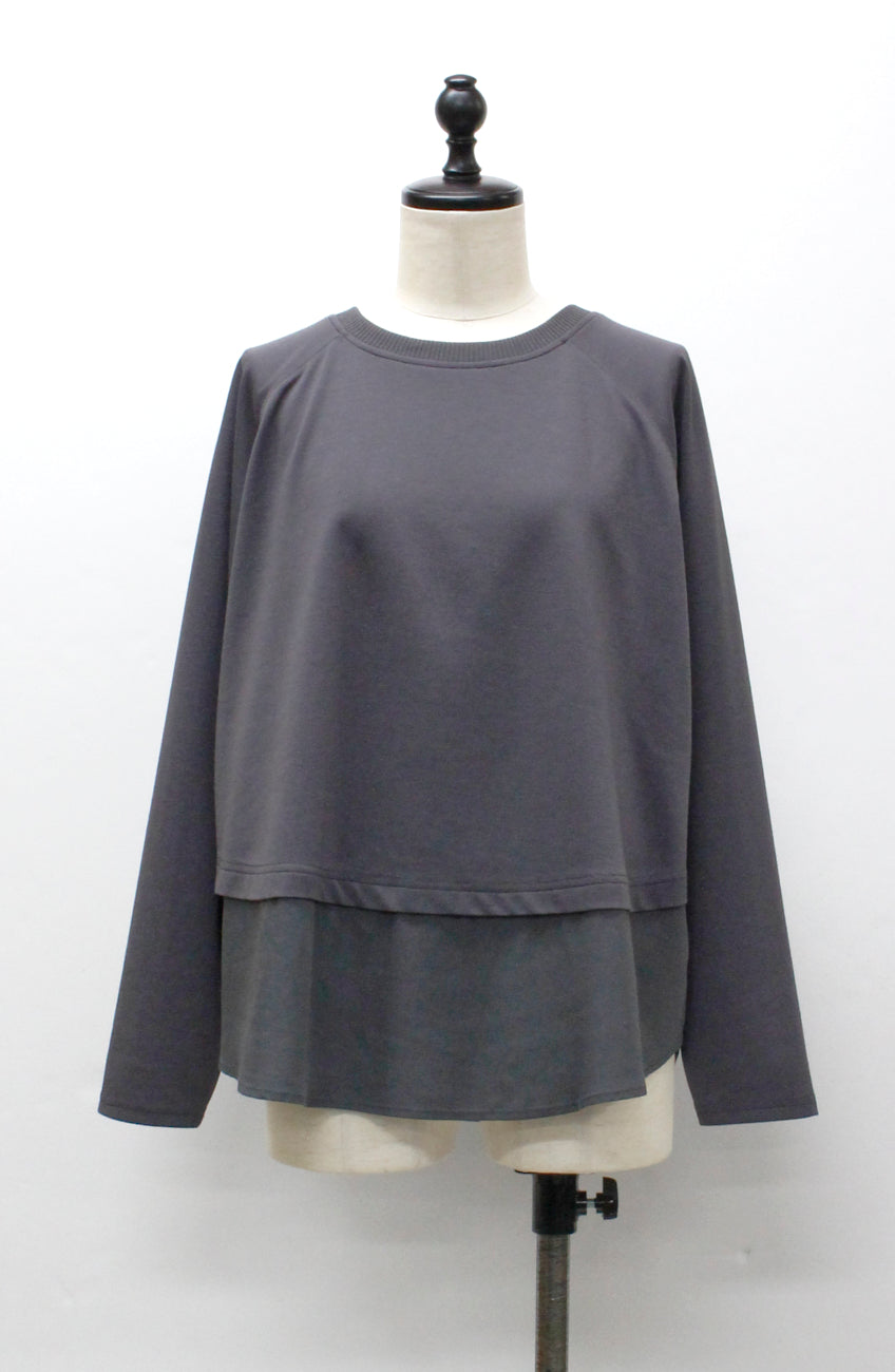 ポンチローマラグラン布帛切替プルオーバー