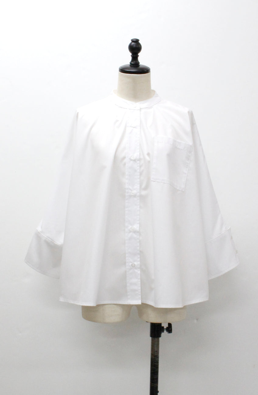 [acoさんコラボ] ノーカラーダブルカフスブラウス
