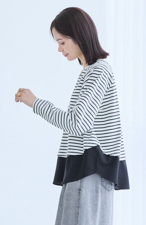 ポンチローマラグラン布帛切替プルオーバー