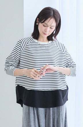 ポンチローマラグラン布帛切替プルオーバー