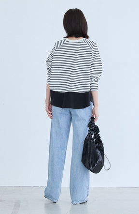 ポンチローマラグラン布帛切替プルオーバー