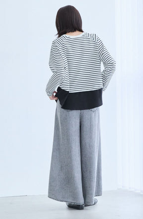 ポンチローマラグラン布帛切替プルオーバー