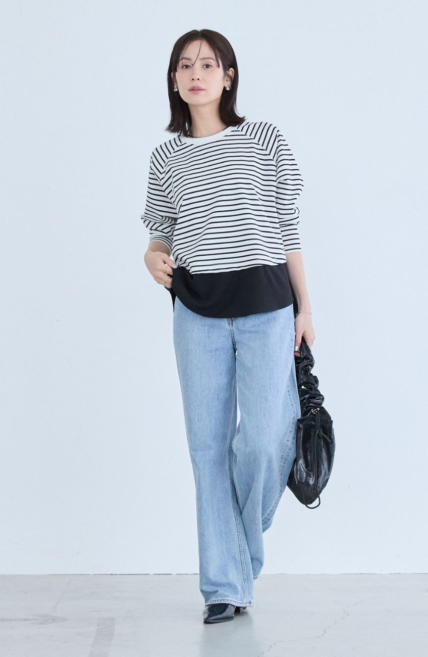 ポンチローマラグラン布帛切替プルオーバー