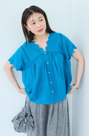 SUSHI VOILE刺繍ハシゴレースブラウス
