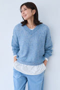 モヘアラメVネックショートプルオーバー