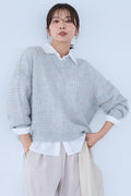 モヘアラメVネックショートプルオーバー