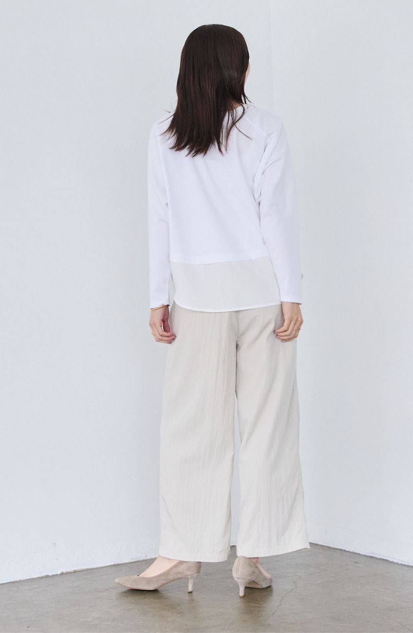 ポンチローマラグラン布帛切替プルオーバー