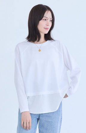 ポンチローマラグラン布帛切替プルオーバー