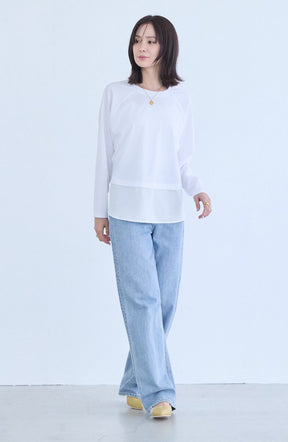 ポンチローマラグラン布帛切替プルオーバー