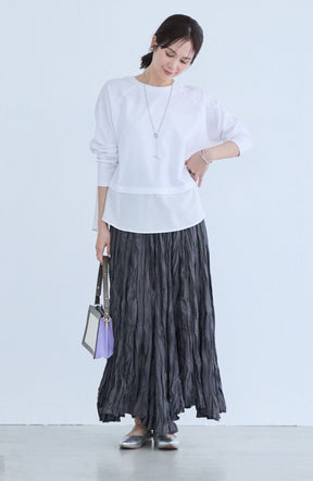 ポンチローマラグラン布帛切替プルオーバー