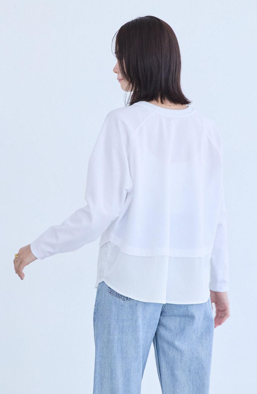 ポンチローマラグラン布帛切替プルオーバー