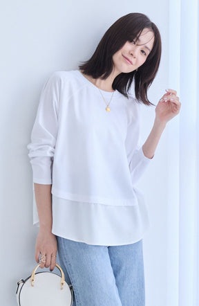 ポンチローマラグラン布帛切替プルオーバー