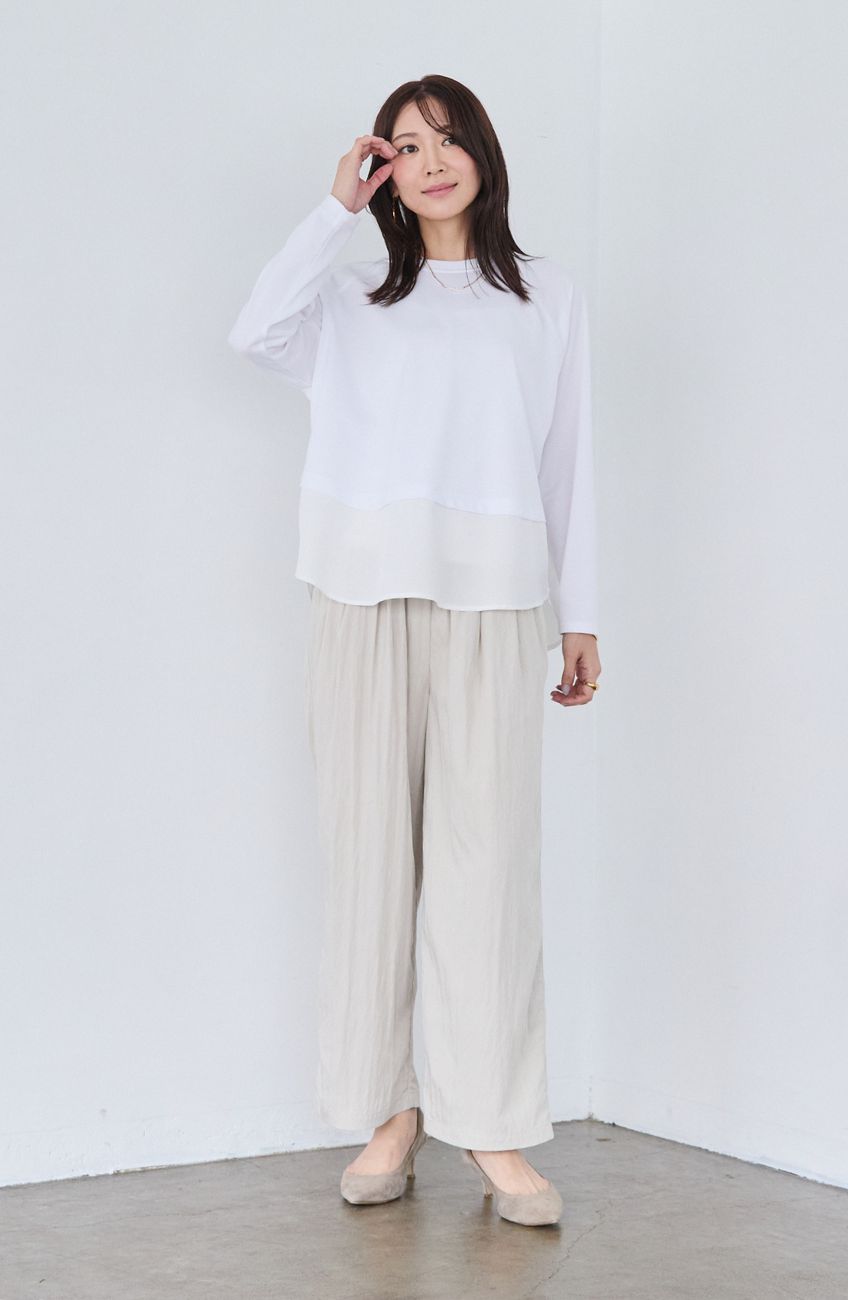 ポンチローマラグラン布帛切替プルオーバー