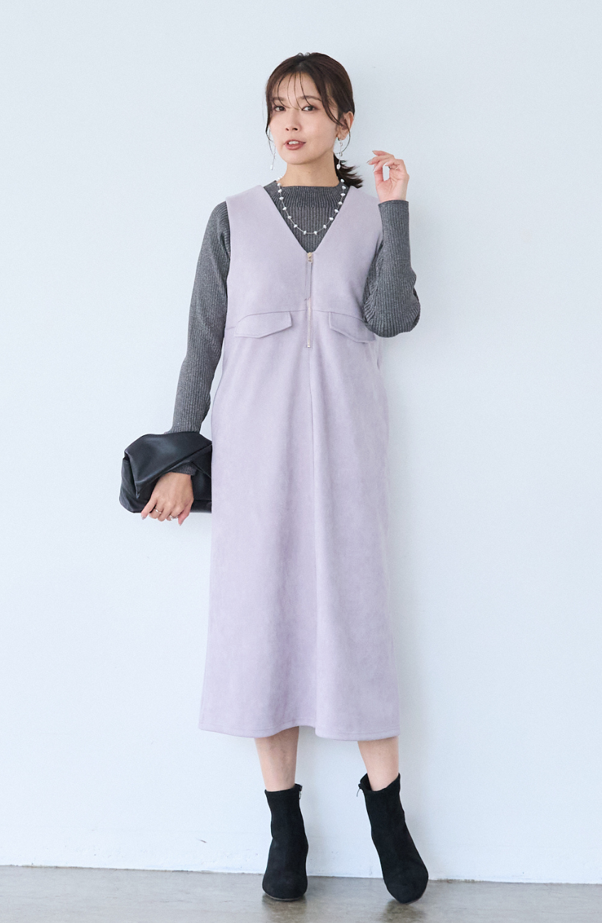 スエード2WAYジップジャンスカ