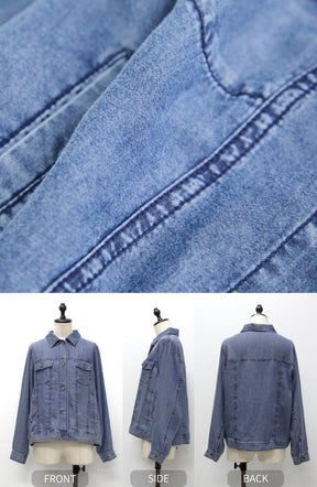 パウダーシルクデニムステンワイドスリーブジャケット