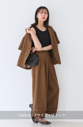 シアーフライス×チュールレイヤードタンクトップ