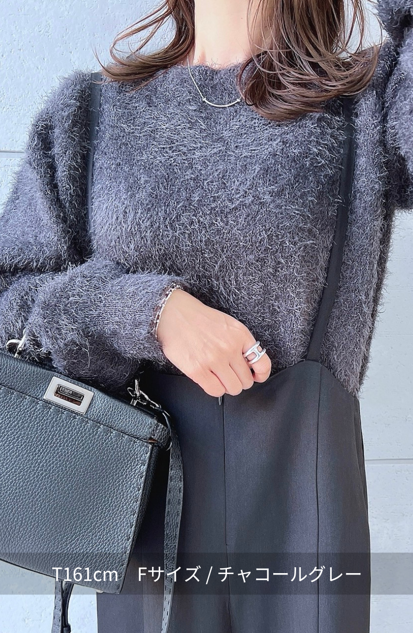 ダブルフェイスシャギーランタンスリーブプルオーバー