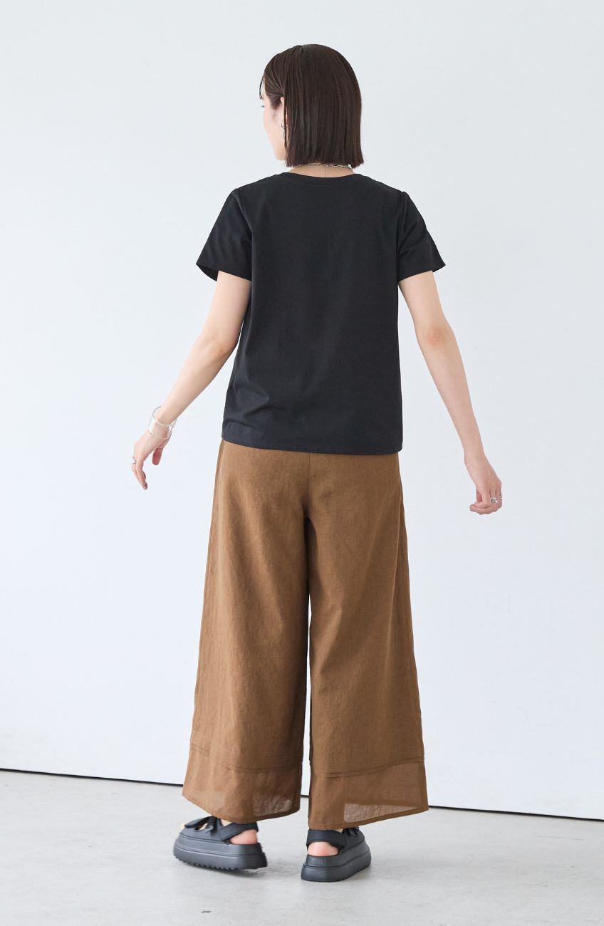 [コーデSET] ドライコットンエンボス×箔ロゴTシャツ＋ドライエステルライン切替パンツ