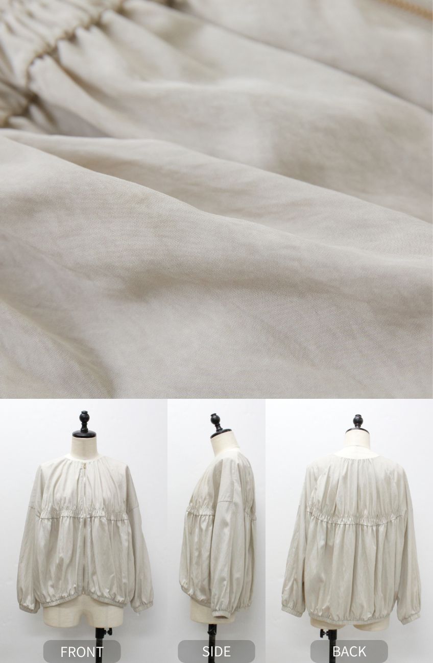 レーヨンナイロンギャザー切替ブルゾン